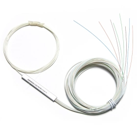 Divisor de fibra PLC 1x8, tubo de acero, fibra desnuda 250μm, sin conector, monomodo