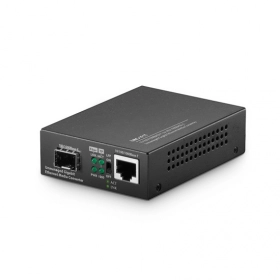 Unmanaged 1x 10/100/1000Base-T to 1x 100/1000Base-X SFP Slot Gigabit Ethernet Media Converter, American Plug Standard
