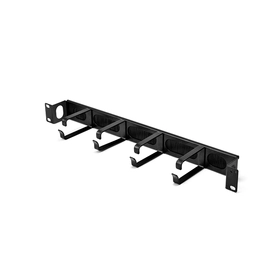 1U Metal Recessed Horizontal Cable Manager with 4 D-rings &amp; Brush Strip