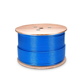 1000ft（305m）Cat6a屏蔽和铝箔（SFTP）固态PVC CMR蓝色大容量以太网电缆