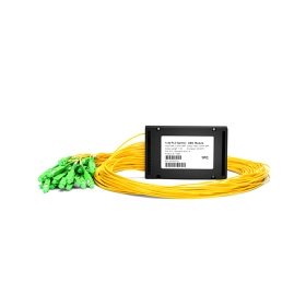 Divisor de fibra PLC 1x32, módulo ABS de empalme / trenza, 2.0 mm, SC / APC, monomodo